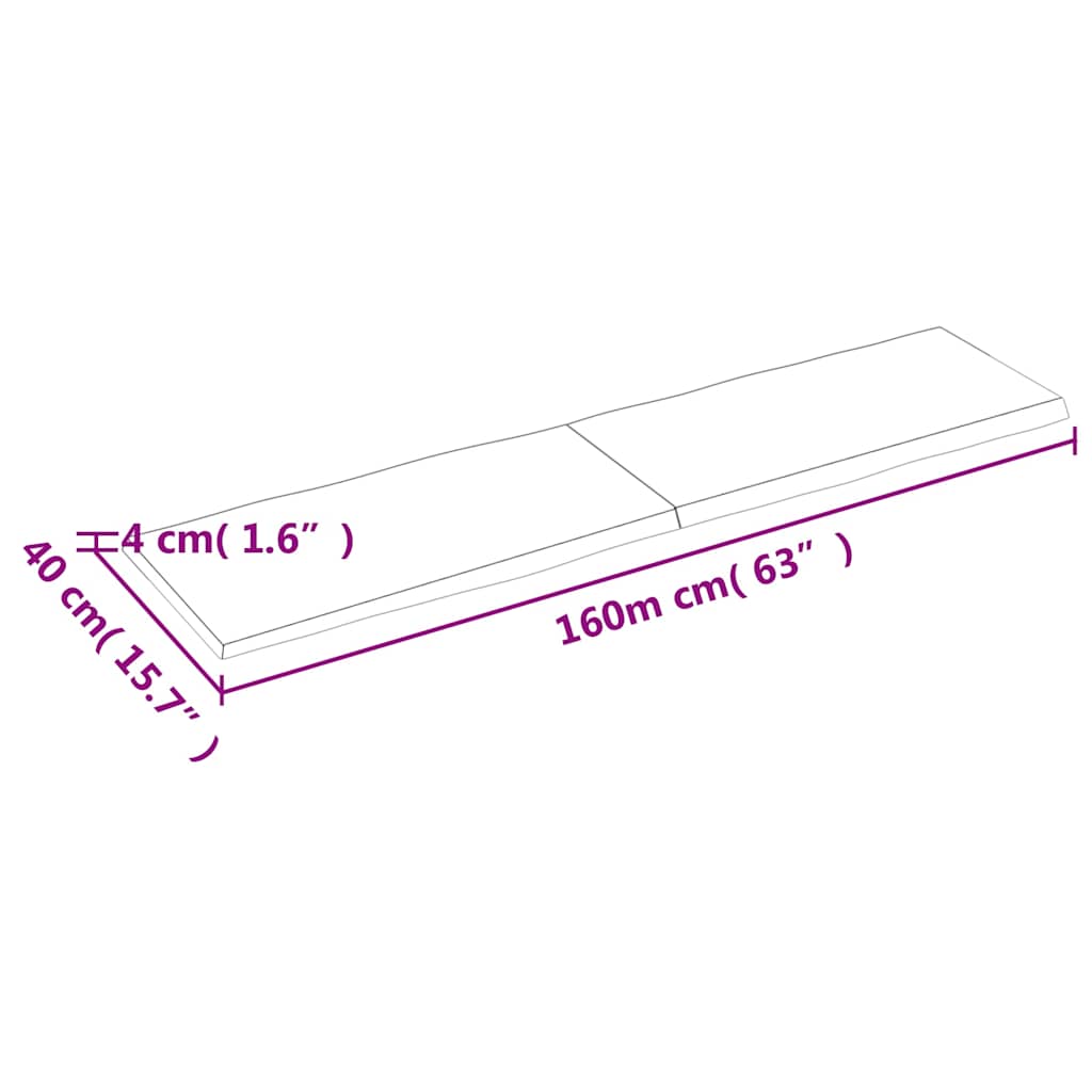vidaXL Blat, jasnobrązowy 160x40x(2-4)cm drewno z naturalną krawędzią