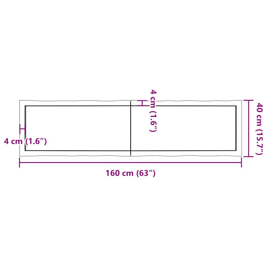 vidaXL Blat, jasnobrązowy 160x40x(2-4)cm drewno z naturalną krawędzią