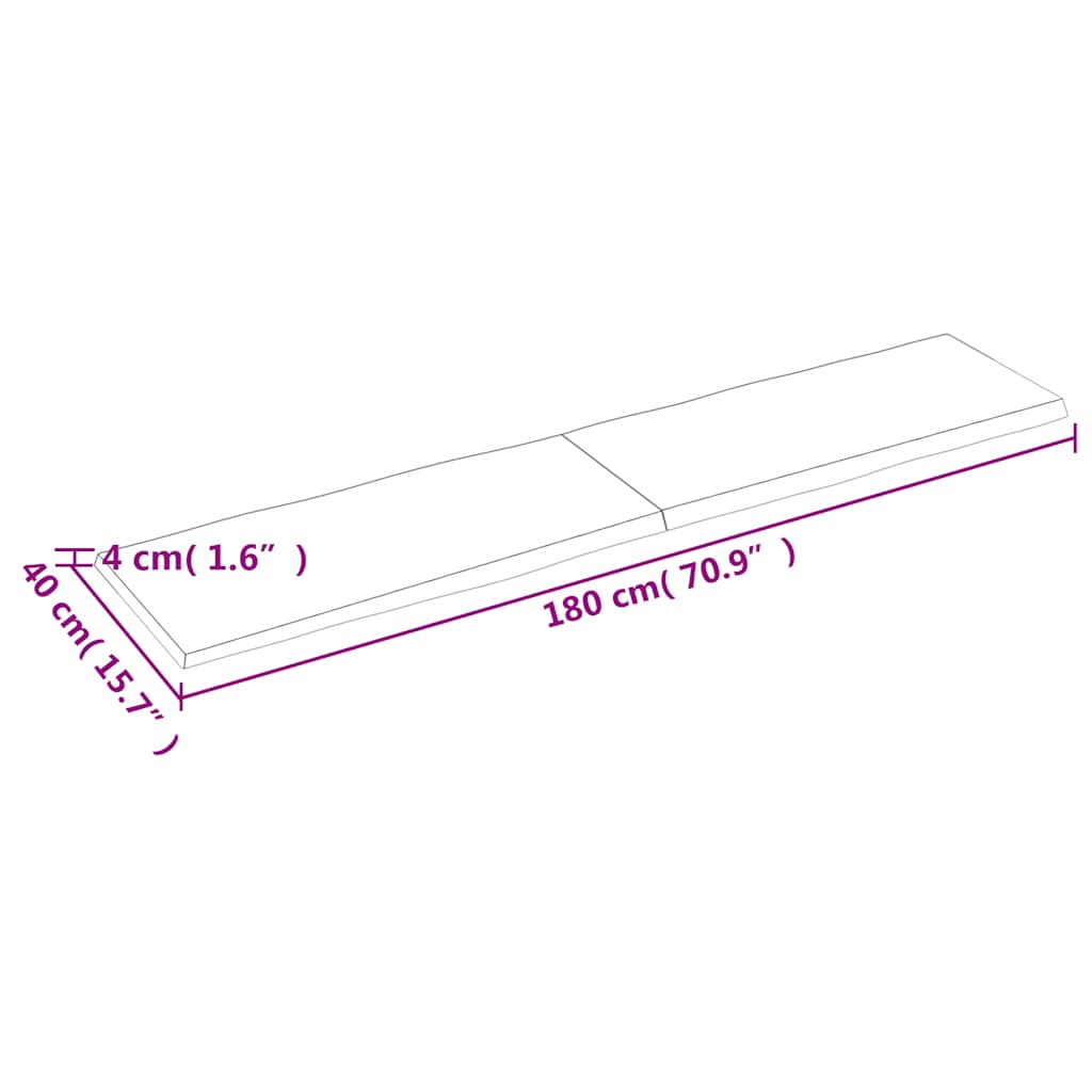 vidaXL Blat, jasnobrązowy 180x40x(2-4)cm drewno z naturalną krawędzią