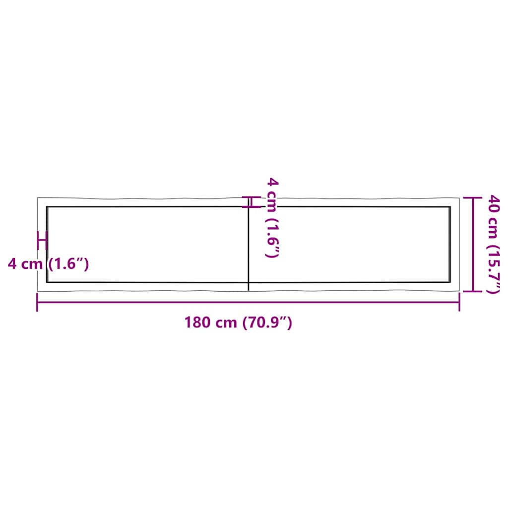 vidaXL Blat, jasnobrązowy 180x40x(2-4)cm drewno z naturalną krawędzią