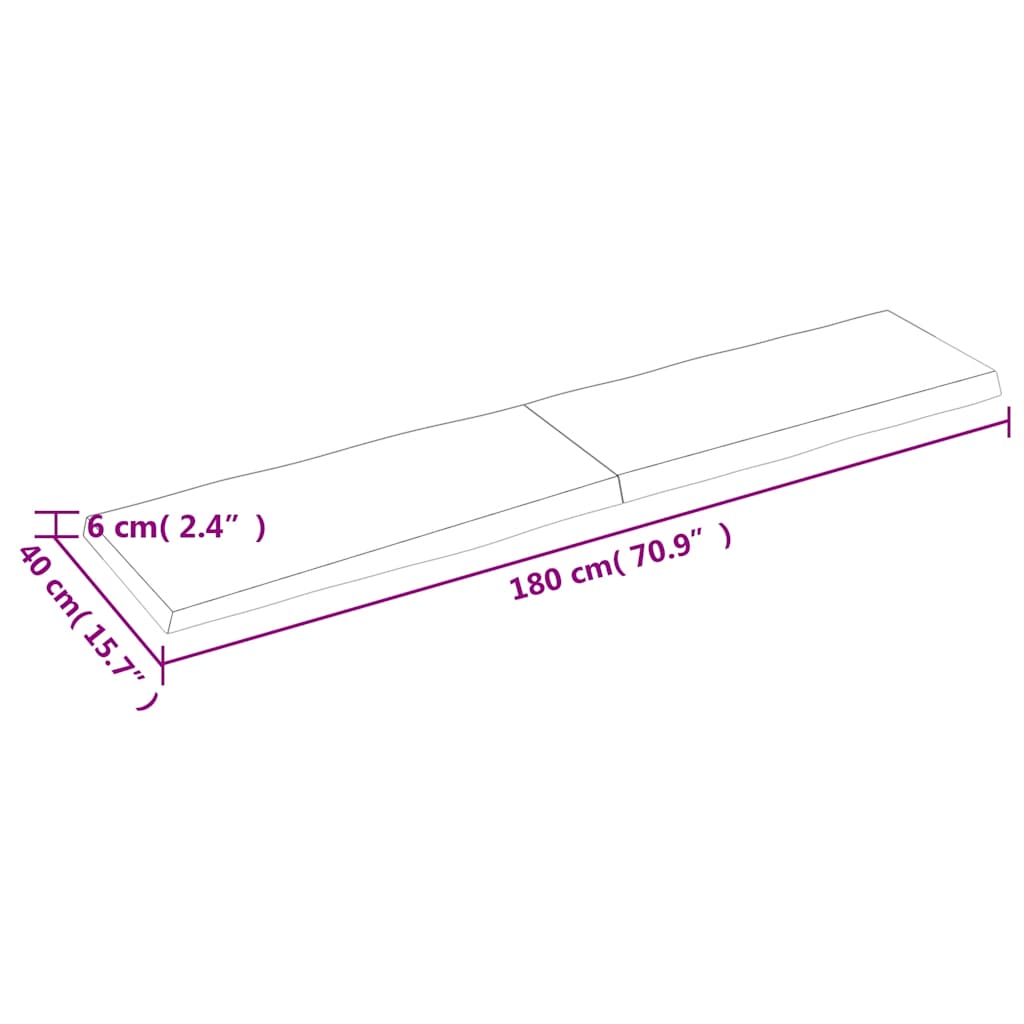 vidaXL Blat, jasnobrązowy 180x40x(2-6) cm drewno z naturalną krawędzią