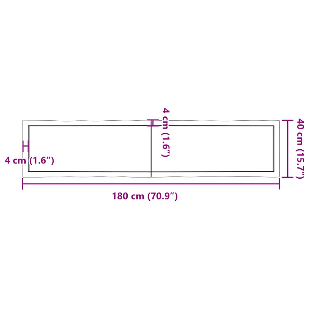 vidaXL Blat, jasnobrązowy 180x40x(2-6) cm drewno z naturalną krawędzią