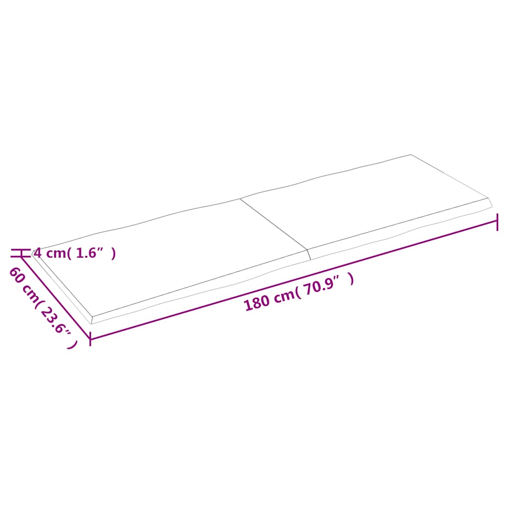 vidaXL Blat, jasnobrązowy 180x60x(2-4)cm drewno z naturalną krawędzią