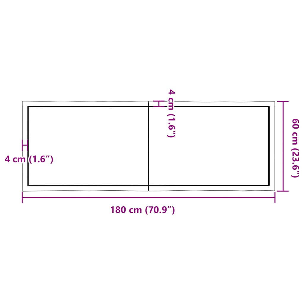 vidaXL Blat, jasnobrązowy 180x60x(2-4)cm drewno z naturalną krawędzią