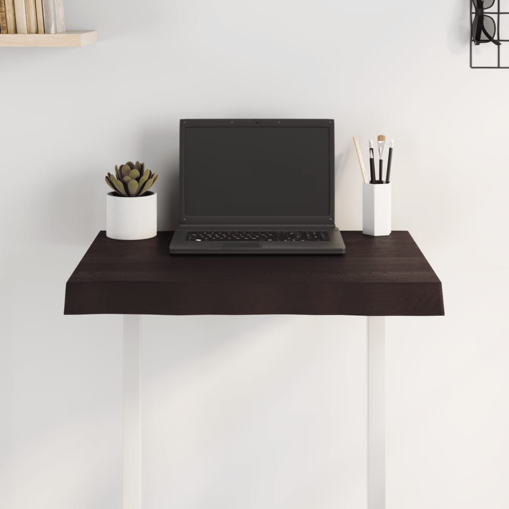 vidaXL Blat, ciemnobrązowy 60x50x(2-6)cm, drewno z naturalną krawędzią