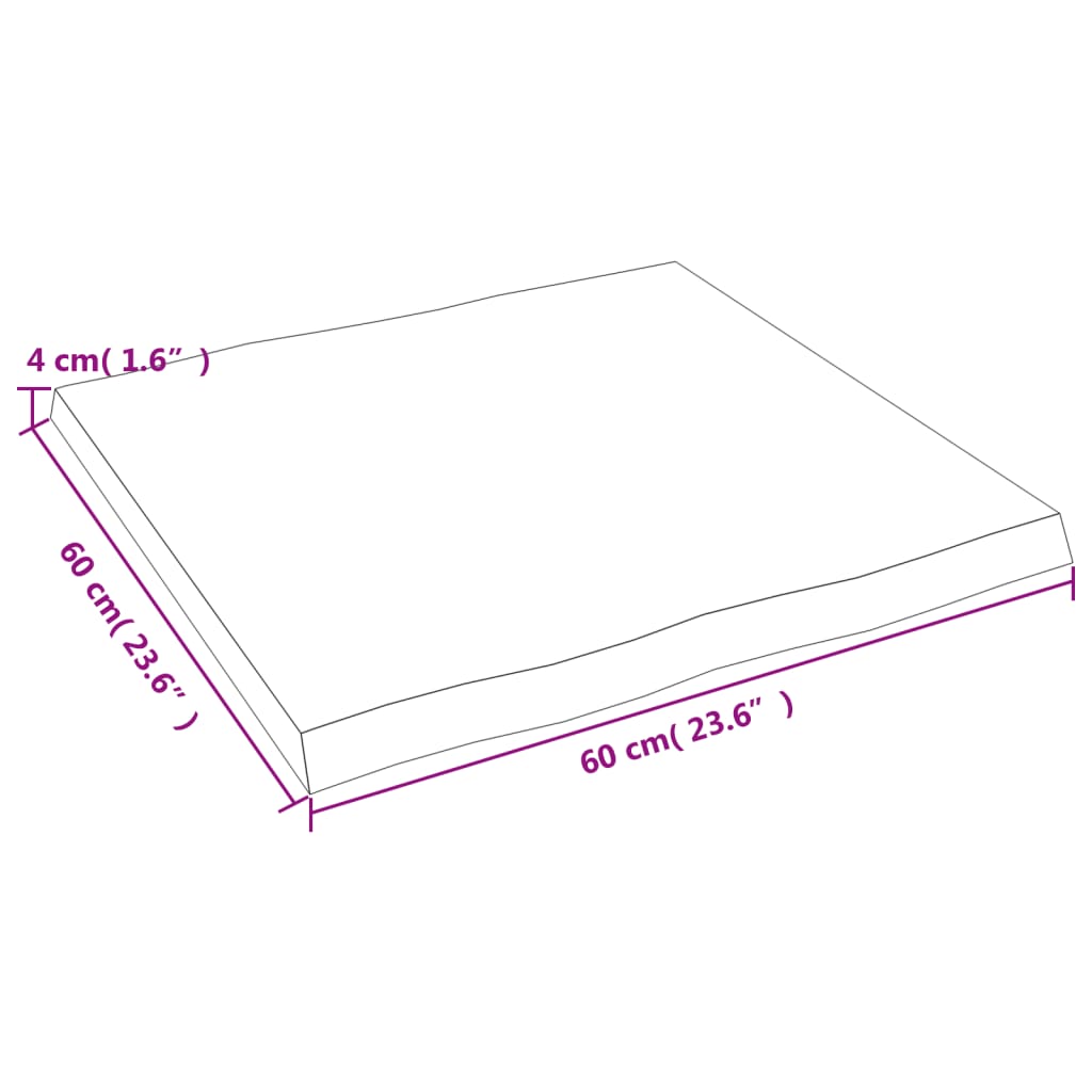vidaXL Blat, ciemnobrązowy 60x60x(2-4) cm drewno z naturalną krawędzią