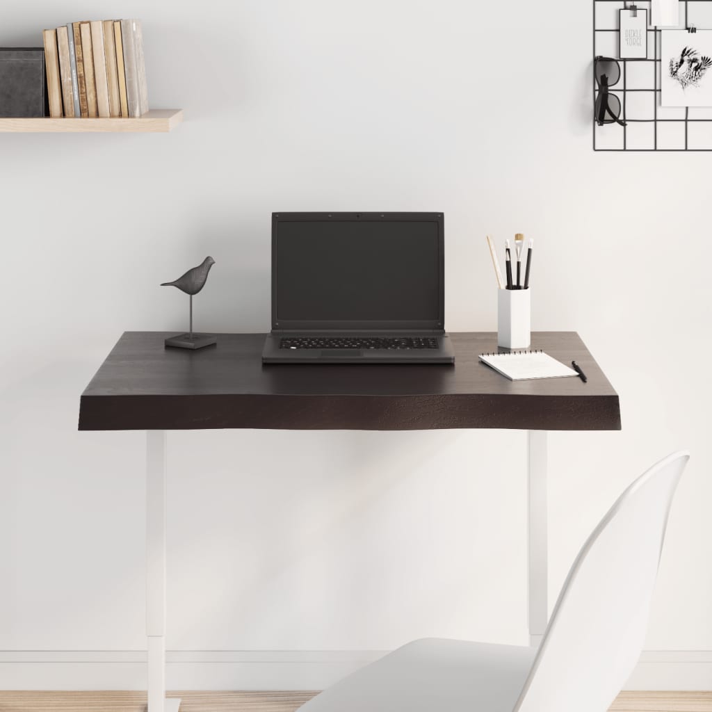 vidaXL Blat, ciemnobrązowy 80x40x(2-6) cm drewno z naturalną krawędzią