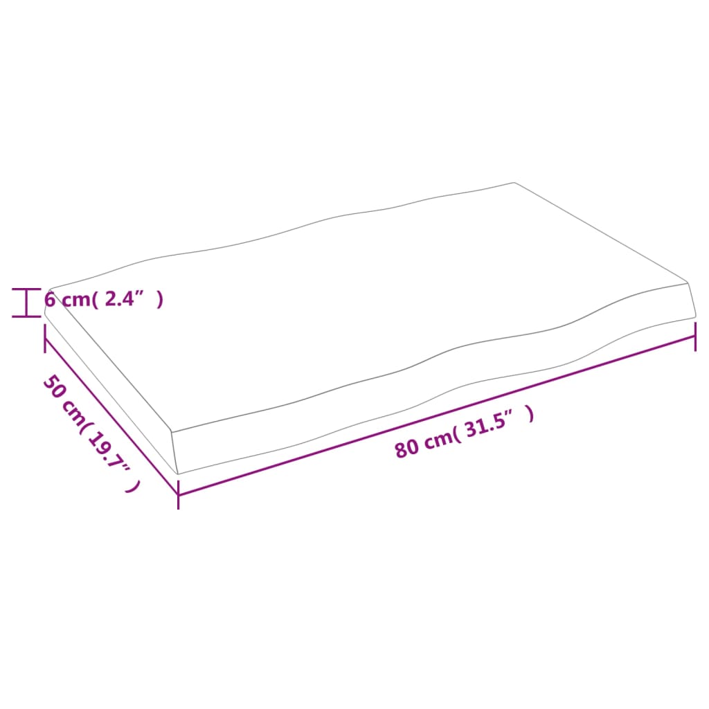 vidaXL Blat, ciemnobrązowy 80x50x(2-6) cm drewno z naturalną krawędzią