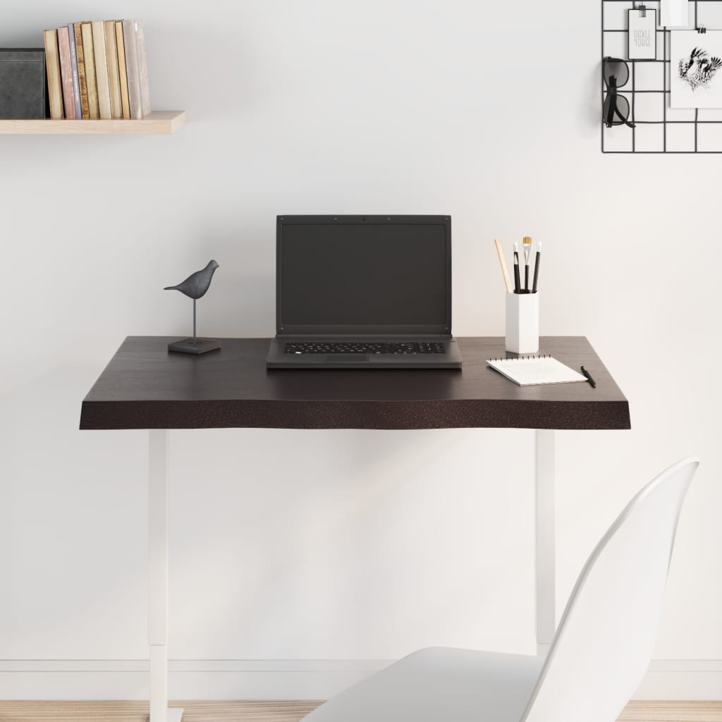 vidaXL Blat, ciemnobrązowy 80x60x(2-4) cm drewno z naturalną krawędzią