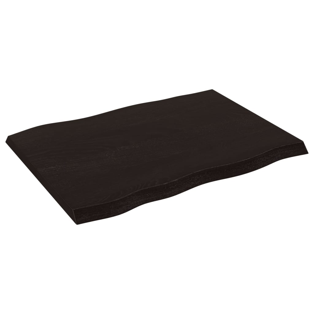 vidaXL Blat, ciemnobrązowy 80x60x(2-4) cm drewno z naturalną krawędzią