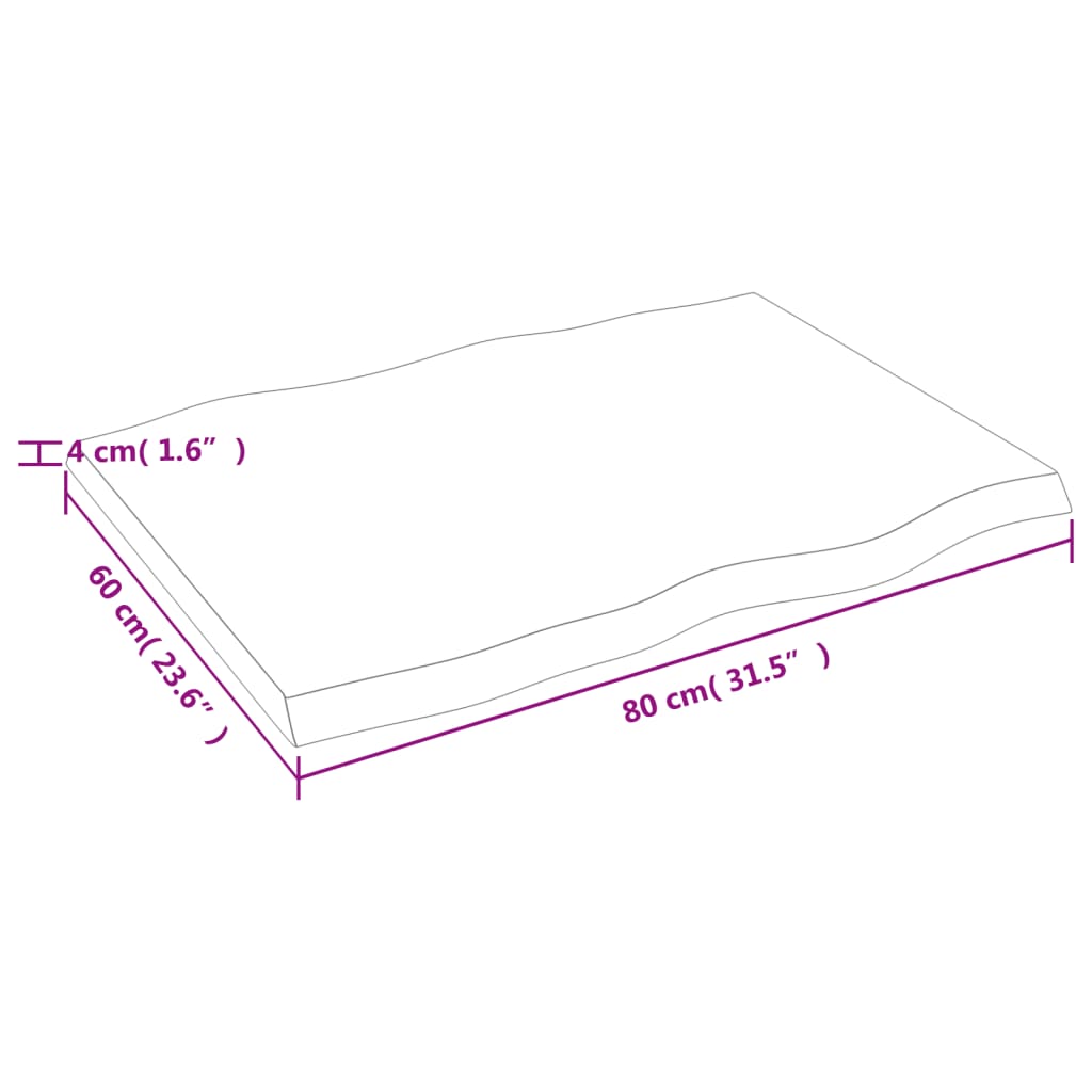 vidaXL Blat, ciemnobrązowy 80x60x(2-4) cm drewno z naturalną krawędzią