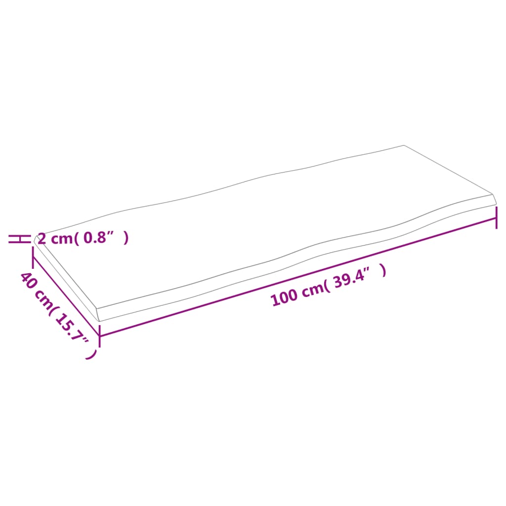 vidaXL Blat stołu, ciemnobrązowy 100x40x2 cm dąb z naturalną krawędzią