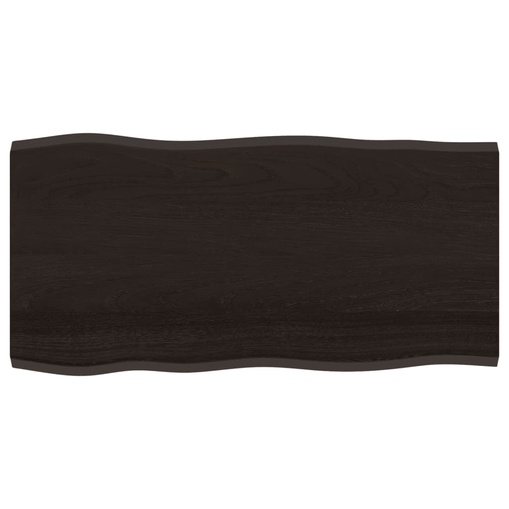 vidaXL Blat stołu, ciemnobrązowy 100x50x2 cm dąb z naturalną krawędzią