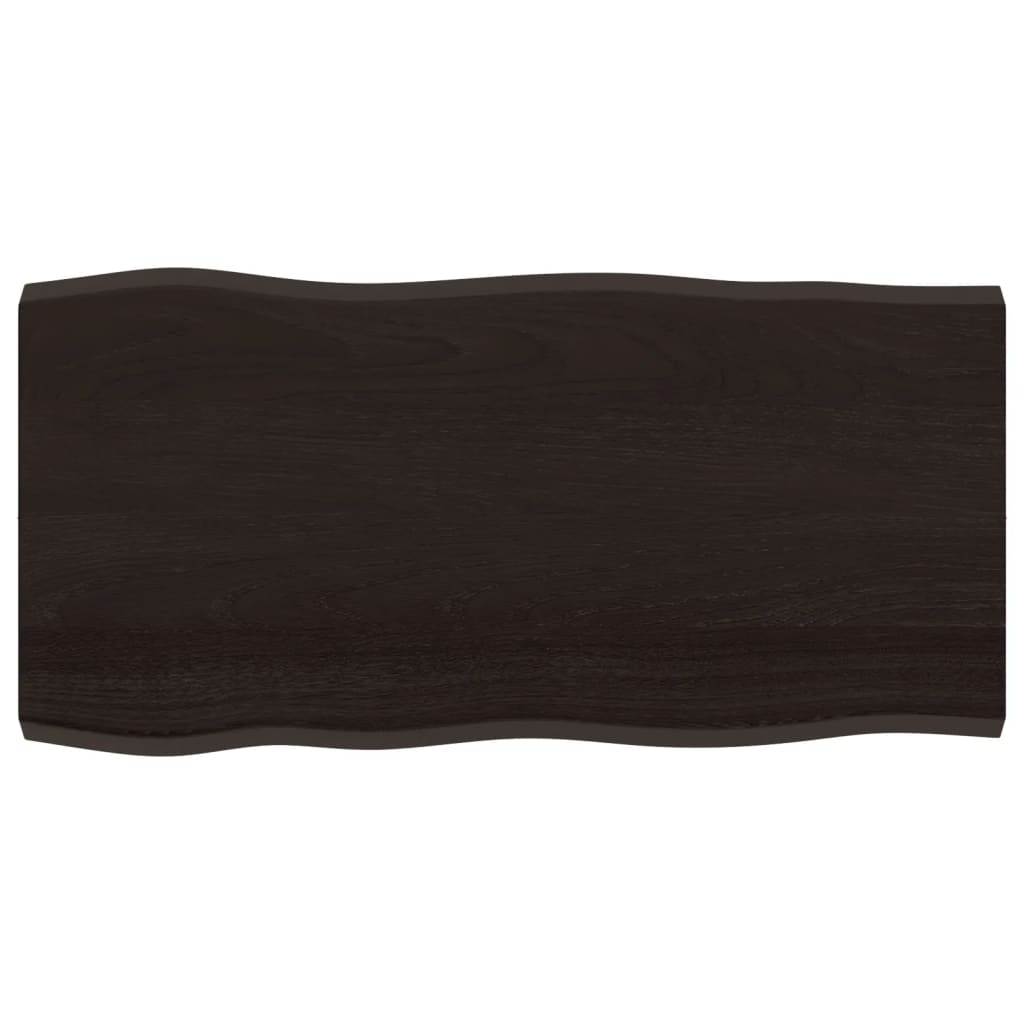 vidaXL Blat ciemnobrązowy 100x50x(2-4) cm drewno z naturalną krawędzią
