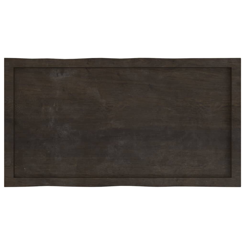 vidaXL Blat, ciemnobrązowy 100x50x(2-6)cm drewno z naturalną krawędzią