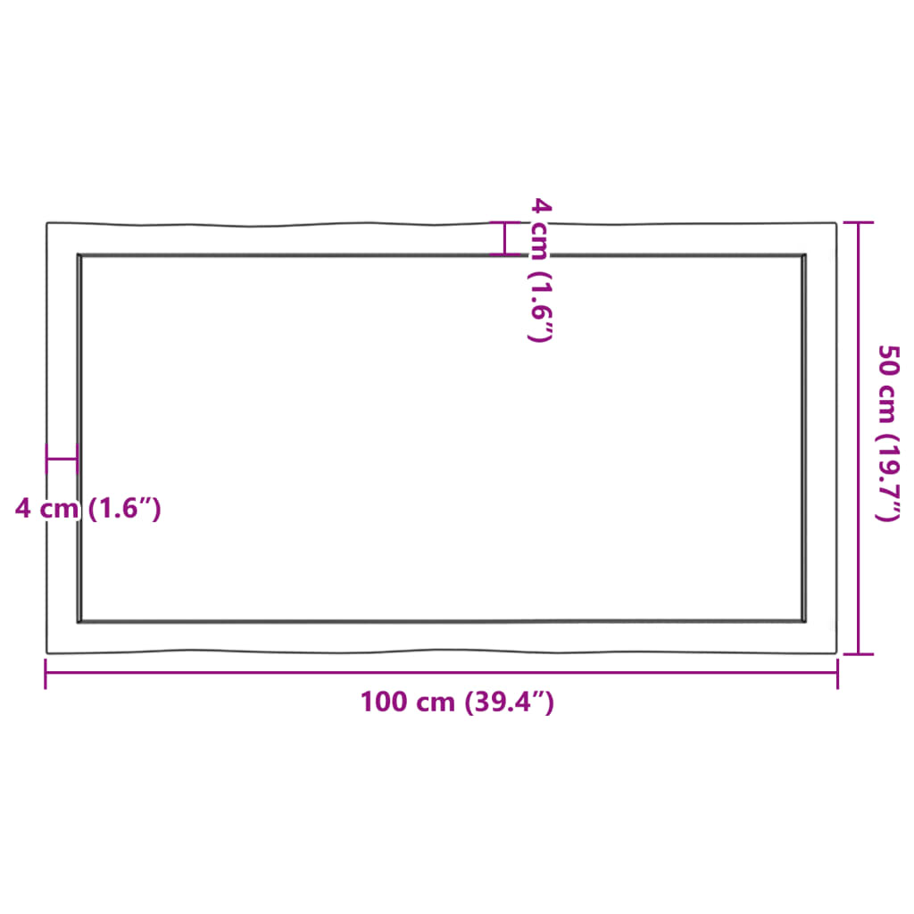 vidaXL Blat, ciemnobrązowy 100x50x(2-6)cm drewno z naturalną krawędzią