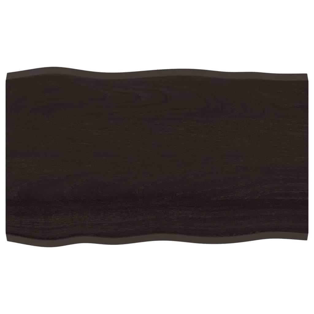 vidaXL Blat stołu, ciemnobrązowy 100x60x2 cm dąb z naturalną krawędzią