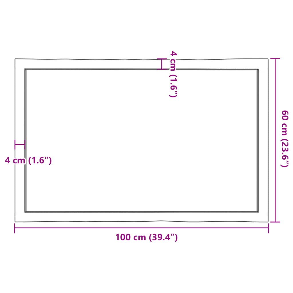 vidaXL Blat ciemnobrązowy 100x60x(2-4) cm drewno z naturalną krawędzią