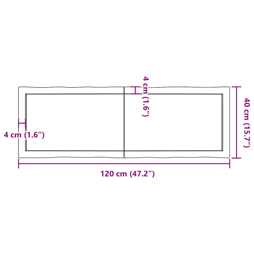 vidaXL Blat ciemnobrązowy 120x40x(2-6) cm drewno z naturalną krawędzią