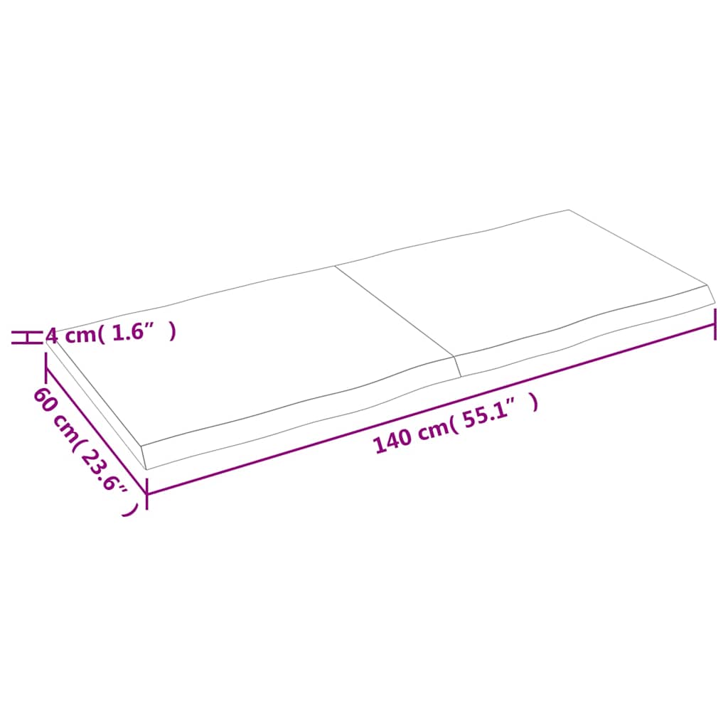 vidaXL Blat ciemnobrązowy 140x60x(2-4) cm drewno z naturalną krawędzią