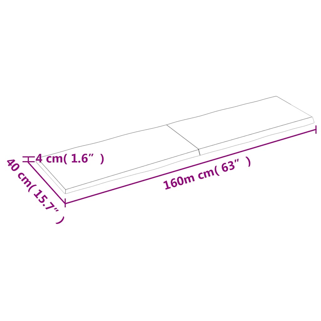 vidaXL Blat, ciemnobrązowy 160x40x(2-4)cm drewno z naturalną krawędzią