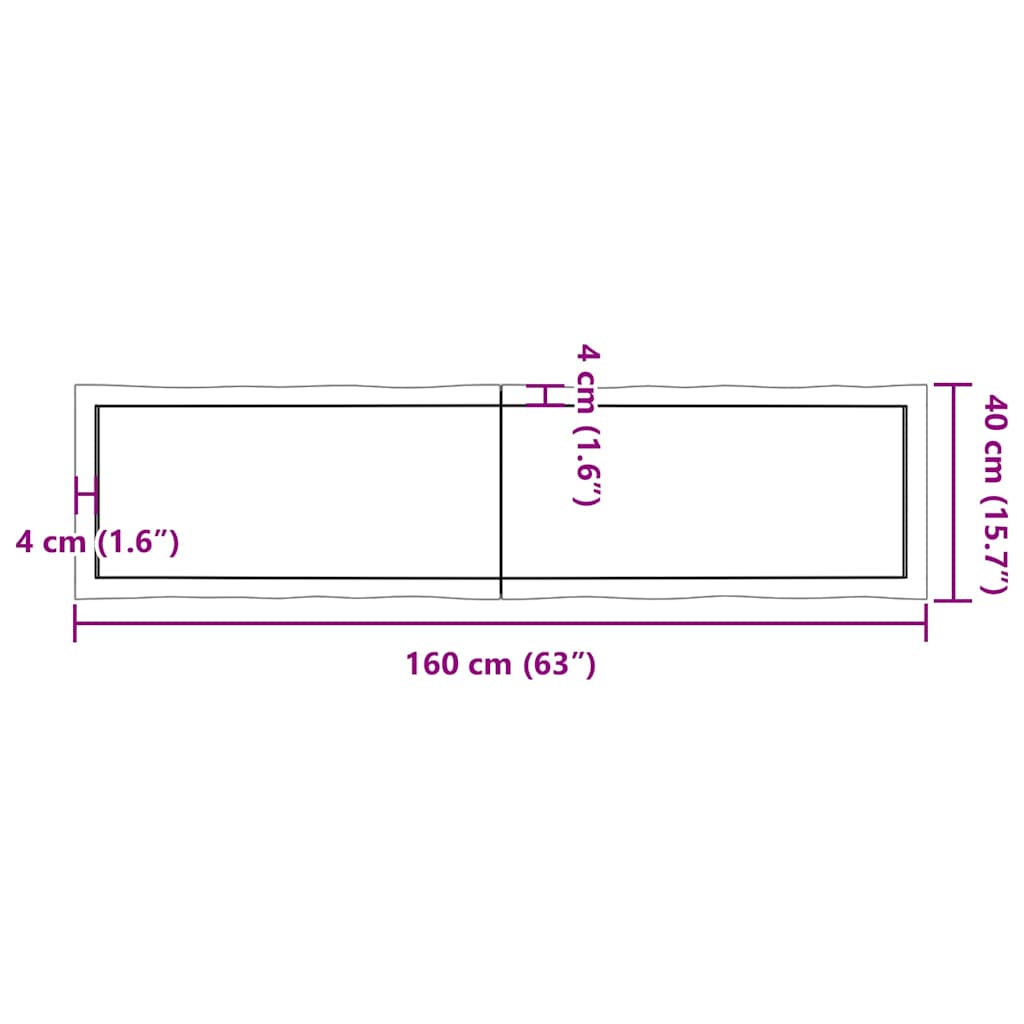 vidaXL Blat, ciemnobrązowy 160x40x(2-4)cm drewno z naturalną krawędzią