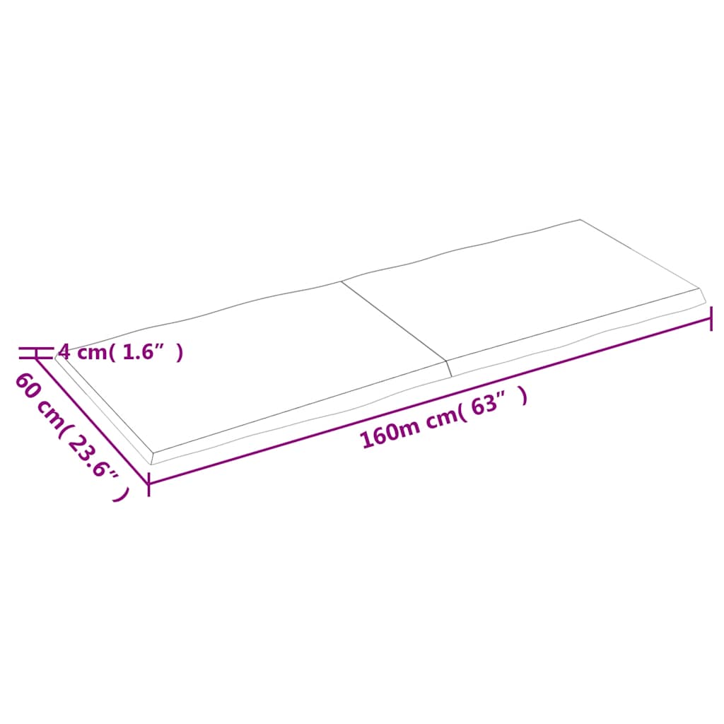 vidaXL Blat, ciemnobrązowy 160x60x(2-4)cm drewno z naturalną krawędzią