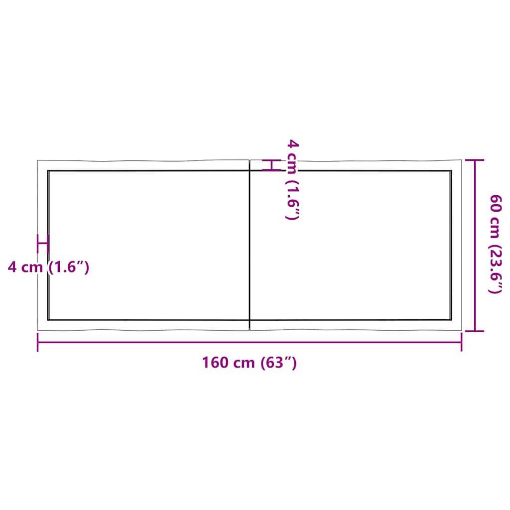 vidaXL Blat, ciemnobrązowy 160x60x(2-4)cm drewno z naturalną krawędzią
