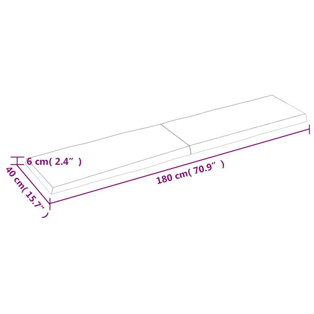 vidaXL Blat ciemnobrązowy 180x40x(2-6) cm drewno z naturalną krawędzią