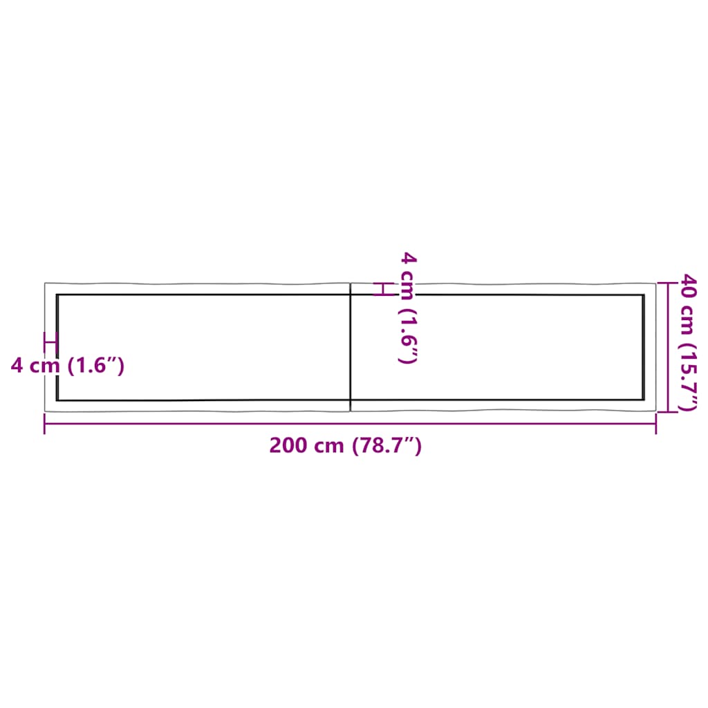 vidaXL Blat, ciemnobrązowy 200x40x(2-6)cm drewno z naturalną krawędzią