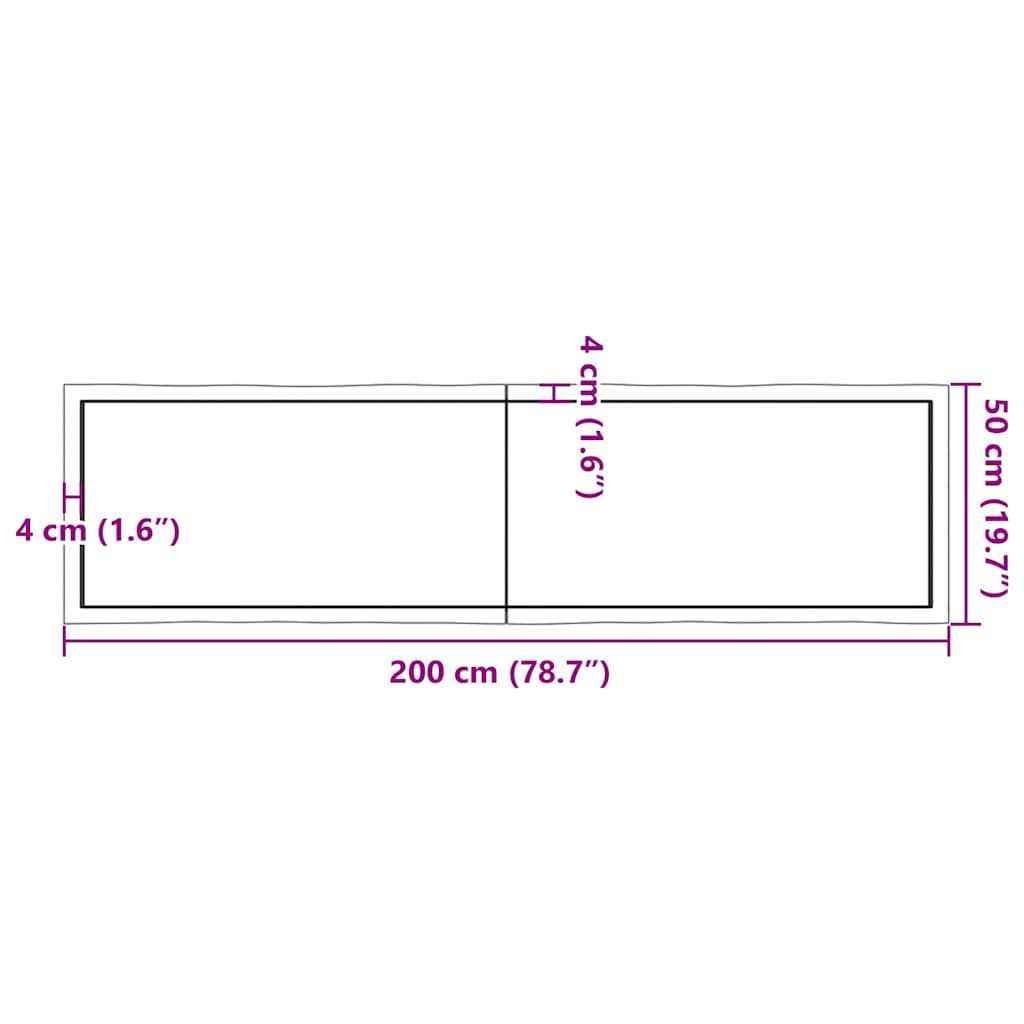 vidaXL Blat, ciemnobrązowy 200x50x(2-6)cm drewno z naturalną krawędzią