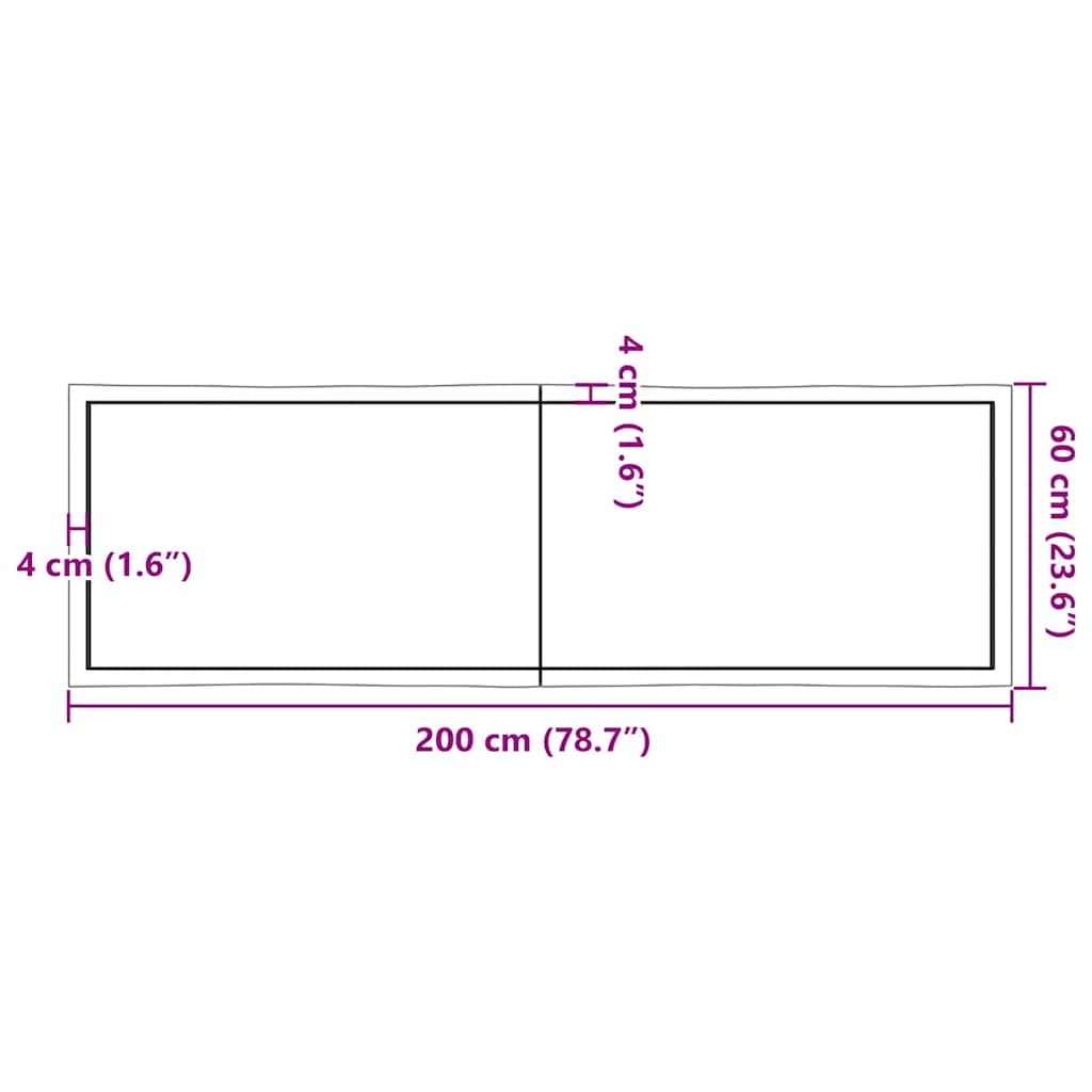 vidaXL Blat ciemnobrązowy 200x60x(2-6) cm drewno z naturalną krawędzią