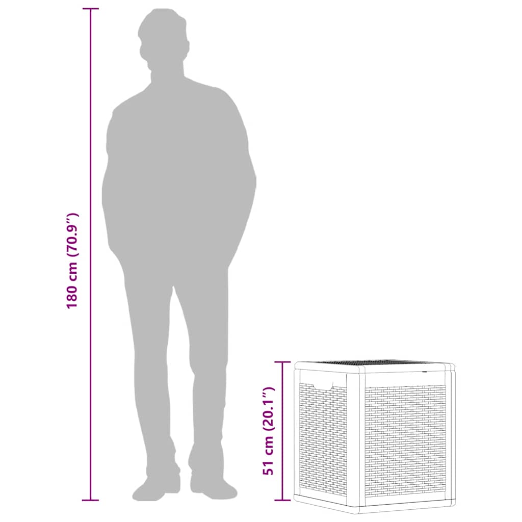 vidaXL Skrzynia ogrodowa, szara, rattan PP, 90 L