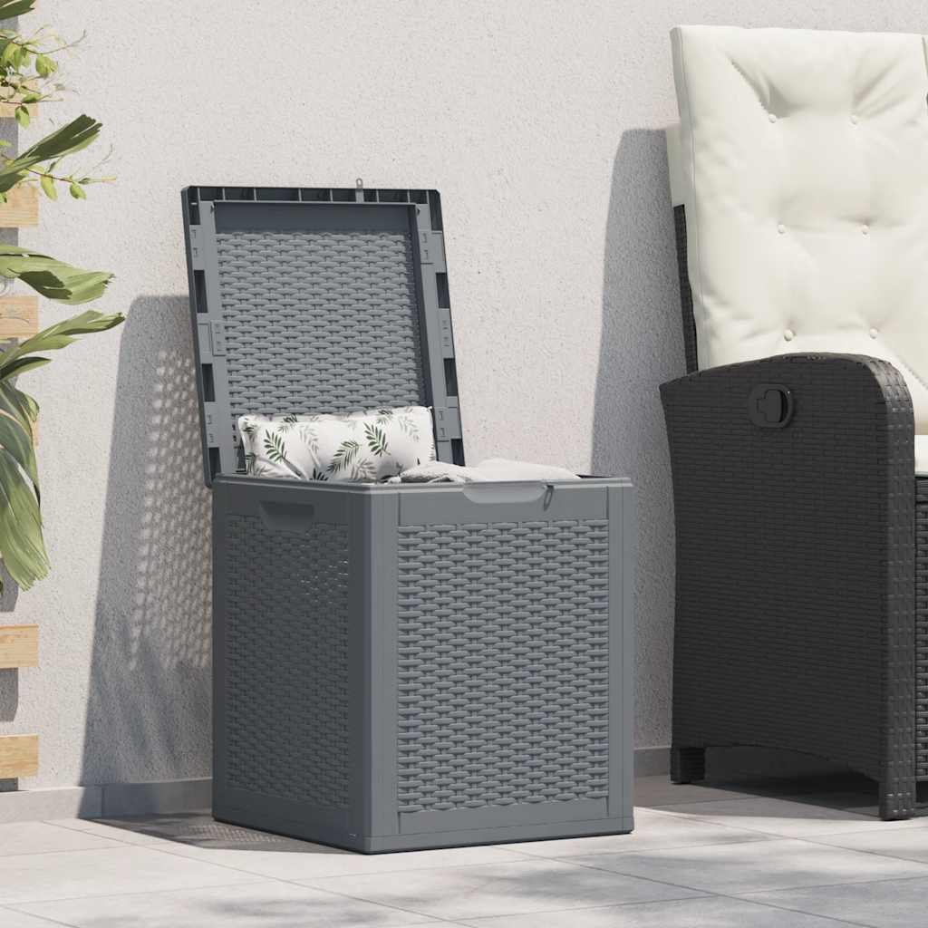 vidaXL Skrzynia ogrodowa, szara, rattan PP, 90 L