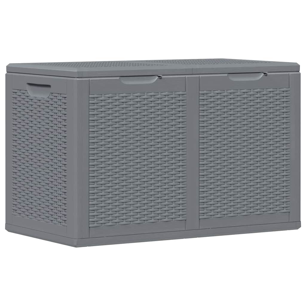 vidaXL Skrzynia ogrodowa, szara, rattan PP, 180 L