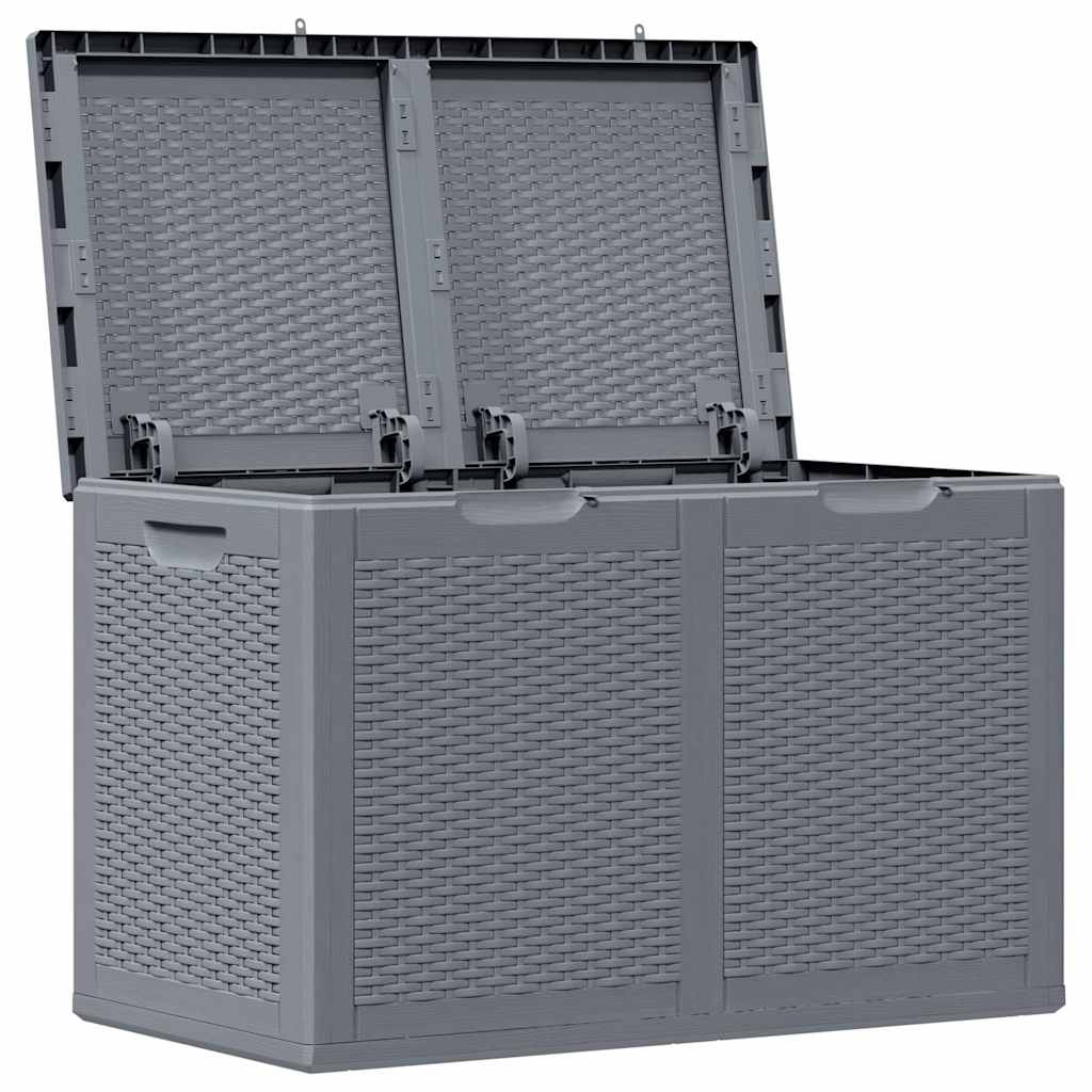 vidaXL Skrzynia ogrodowa, szara, rattan PP, 180 L