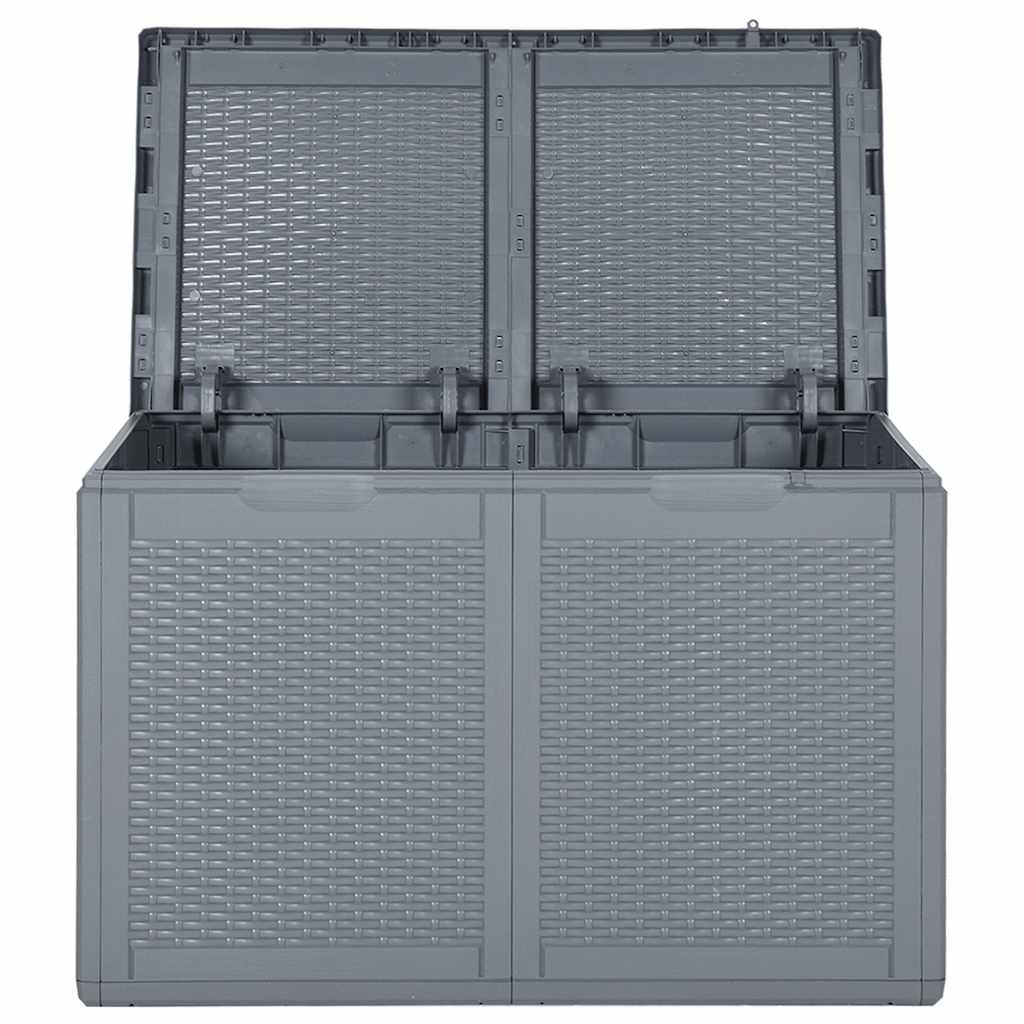 vidaXL Skrzynia ogrodowa, szara, rattan PP, 180 L