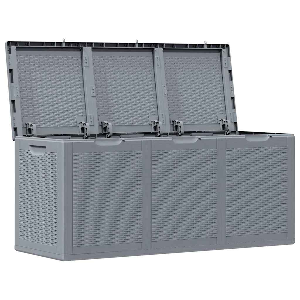 vidaXL Skrzynia ogrodowa, szara, rattan PP, 270 L