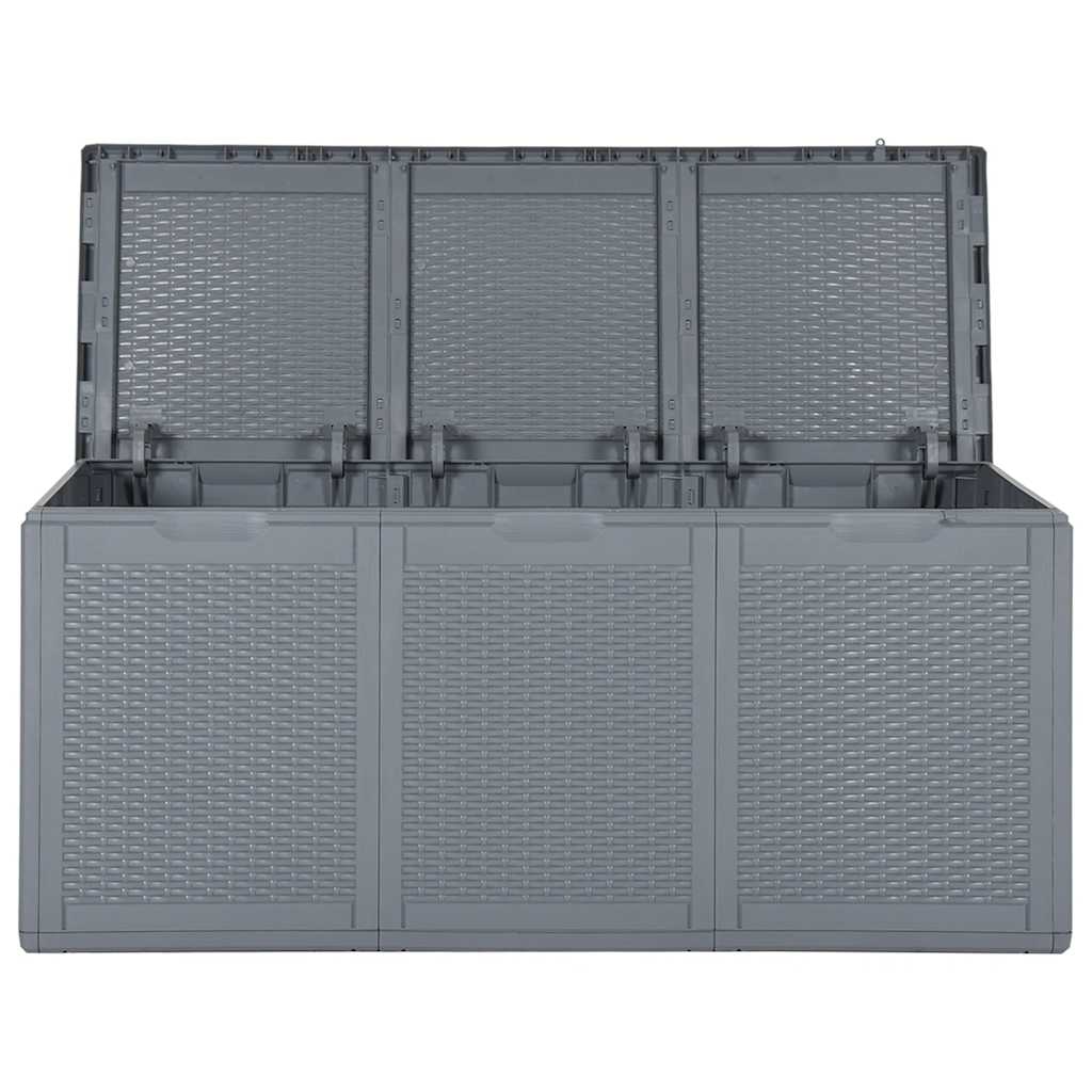 vidaXL Skrzynia ogrodowa, szara, rattan PP, 270 L