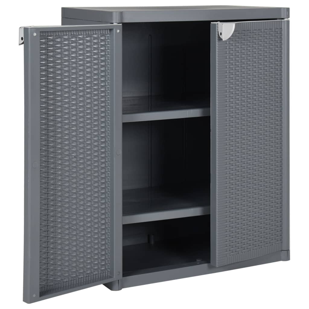 vidaXL Szafka ogrodowa, szara, 65x45x88 cm, rattan PP