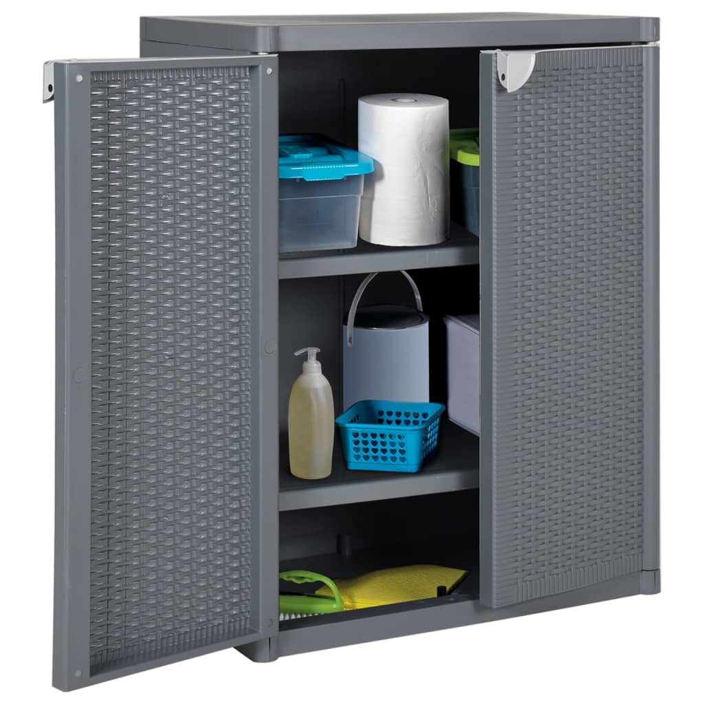 vidaXL Szafka ogrodowa, szara, 65x45x88 cm, rattan PP