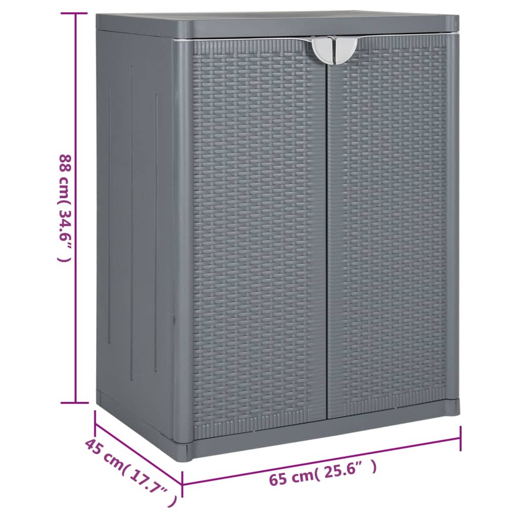 vidaXL Szafka ogrodowa, szara, 65x45x88 cm, rattan PP