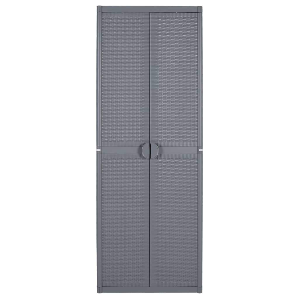 vidaXL Szafa ogrodowa, szara, 65x45x172 cm, rattan PP