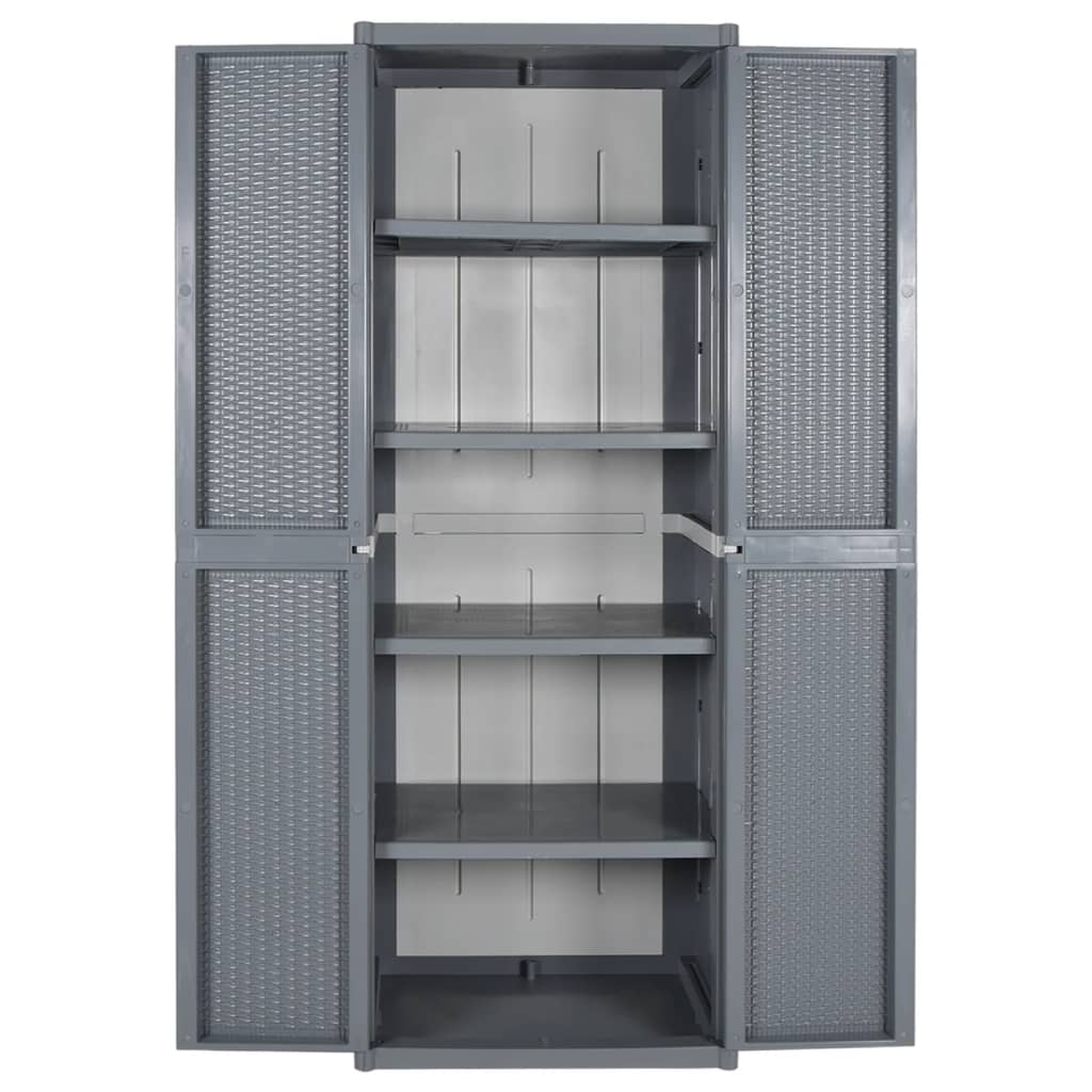 vidaXL Szafa ogrodowa, szara, 65x45x172 cm, rattan PP
