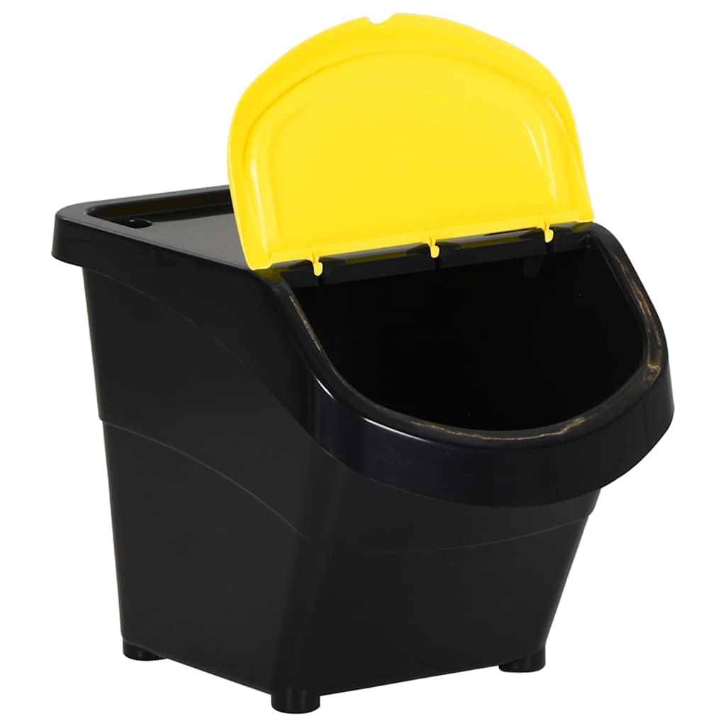 vidaXL Kosze na śmieci układane w stos, 3 szt., czarne, PP, 78 L