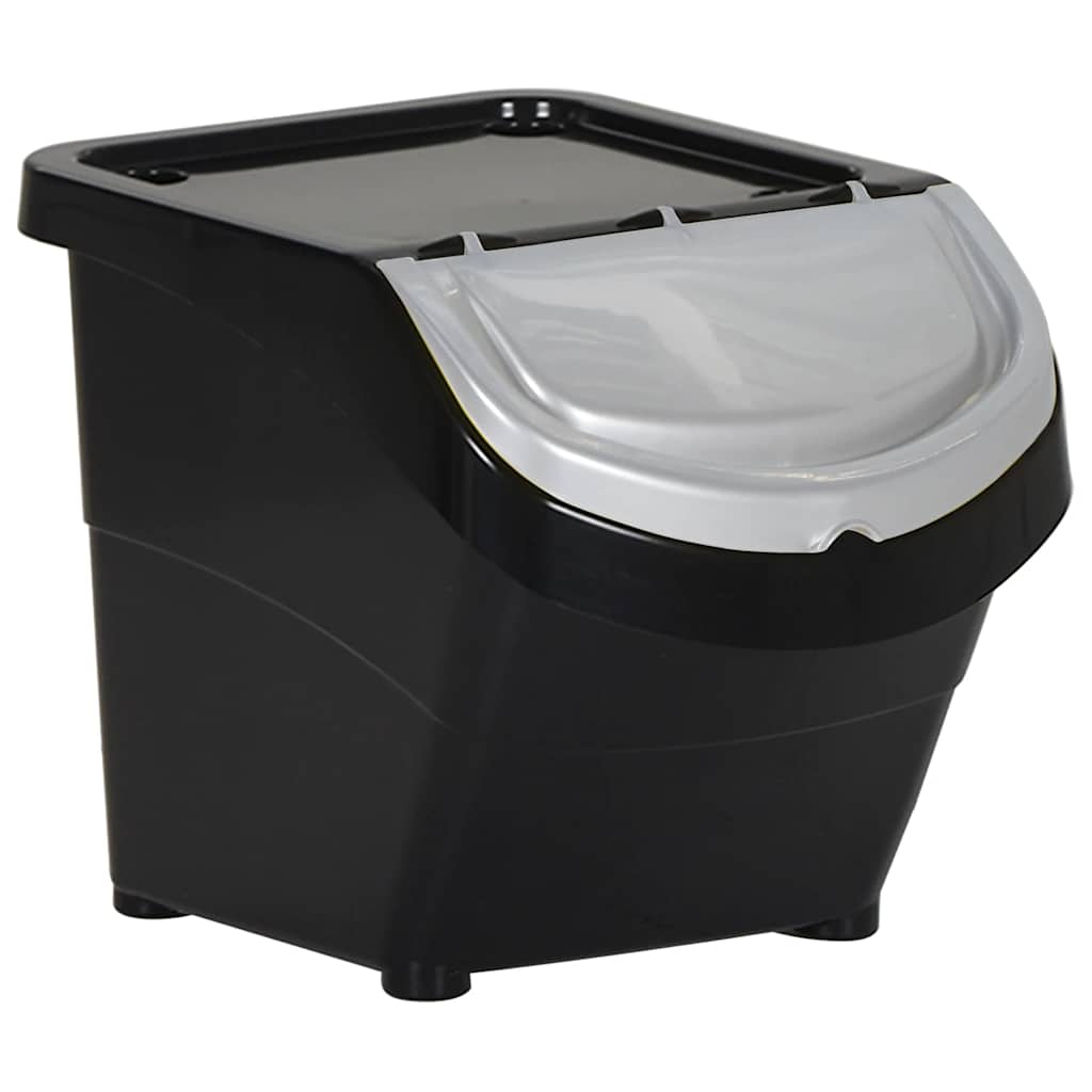 vidaXL Kosze na śmieci układane w stos, 3 szt., czarne, PP, 78 L