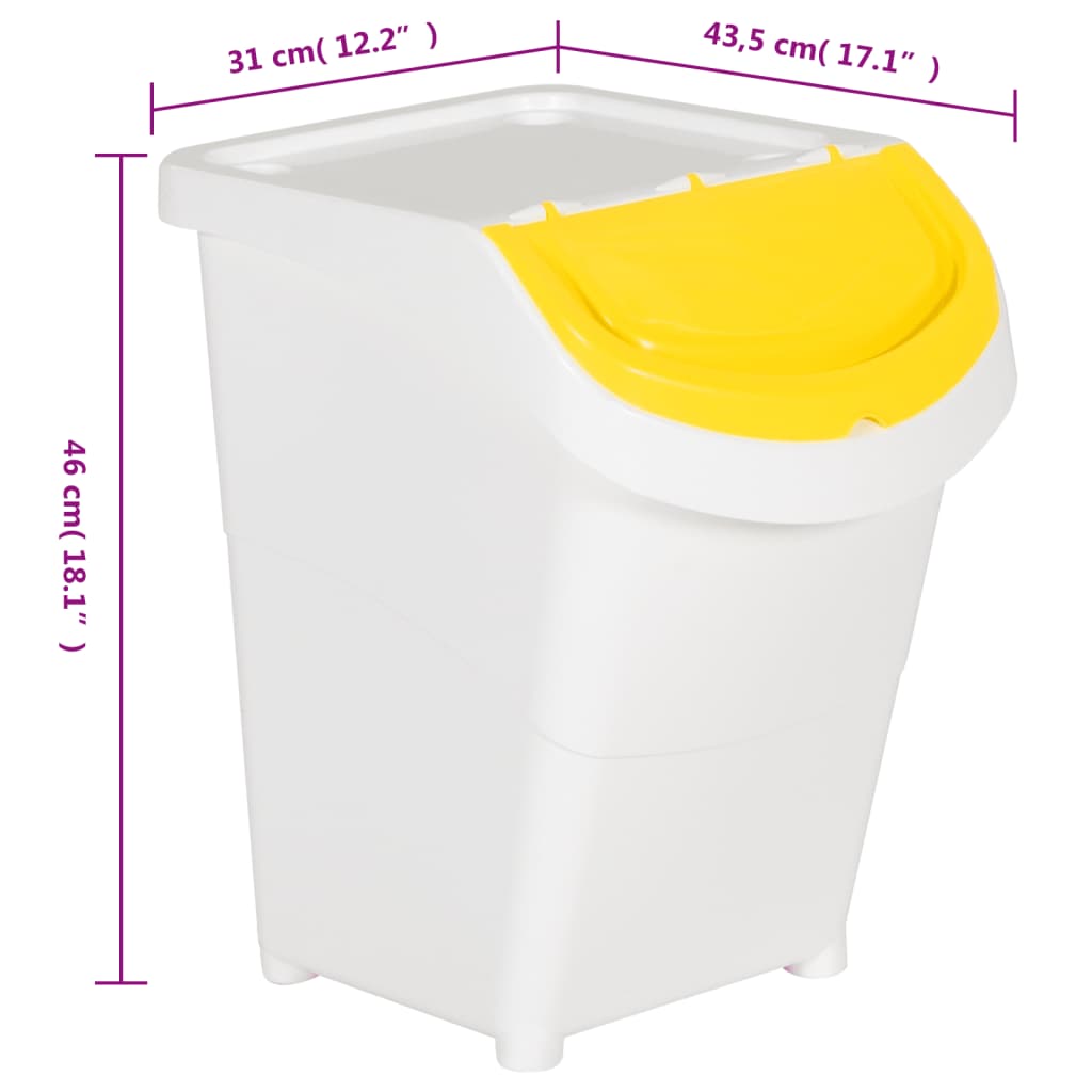 vidaXL Kosze na śmieci układane w stos, 3 szt., białe, PP, 120 L