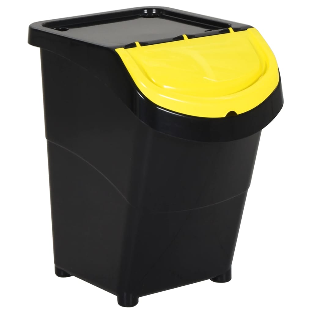 vidaXL Kosze na śmieci układane w stos, 3 szt., czarne, PP, 120 L