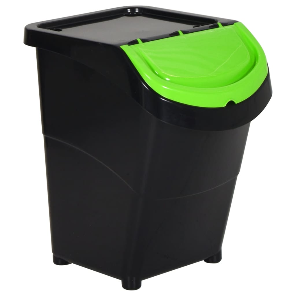 vidaXL Kosze na śmieci układane w stos, 3 szt., czarne, PP, 120 L