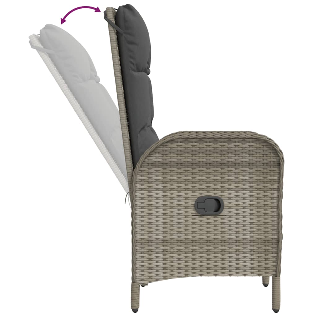 vidaXL 9-cz. zestaw mebli ogrodowych z poduszkami, rattan PE, szary